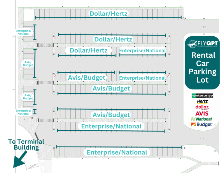 Rental Car Parking Lot Map GulfportBiloxi International Airport
